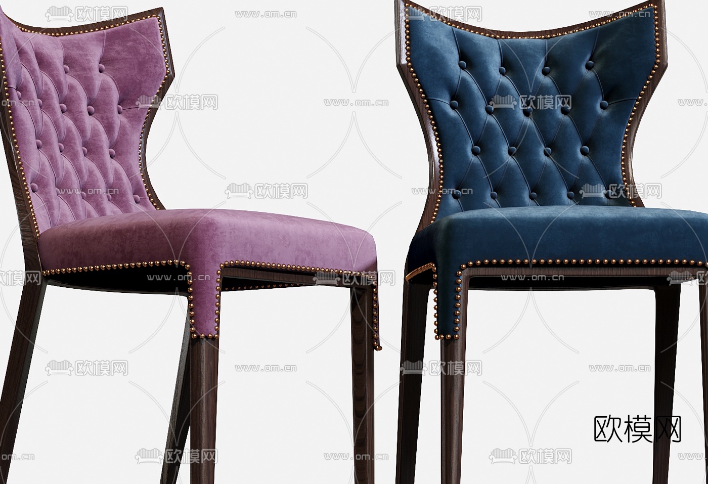 简欧绒布休闲椅单椅3d模型下载（渲染图5）