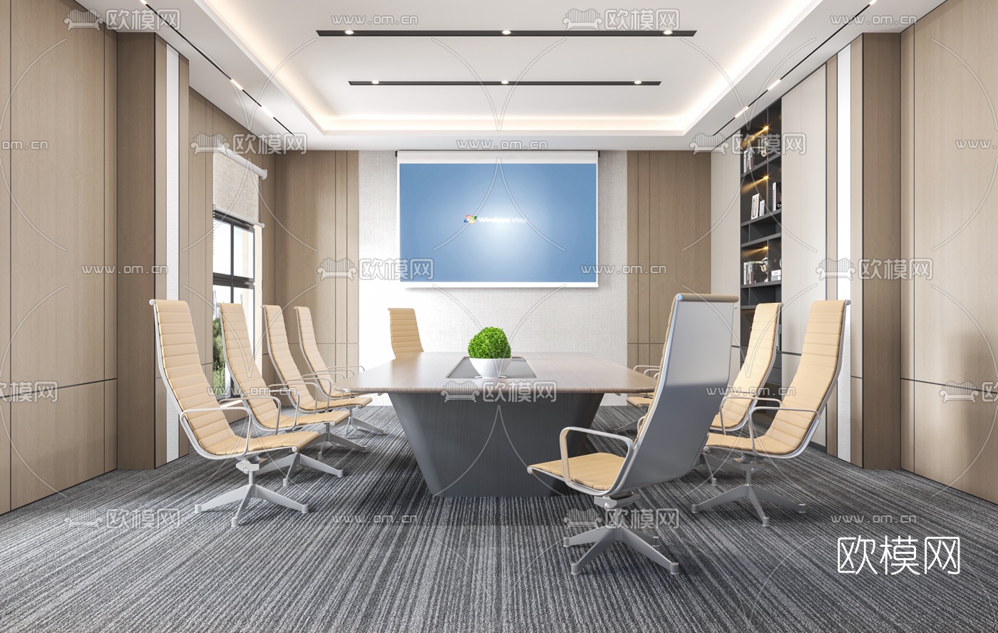 现代会议室3d模型下载（渲染图1）