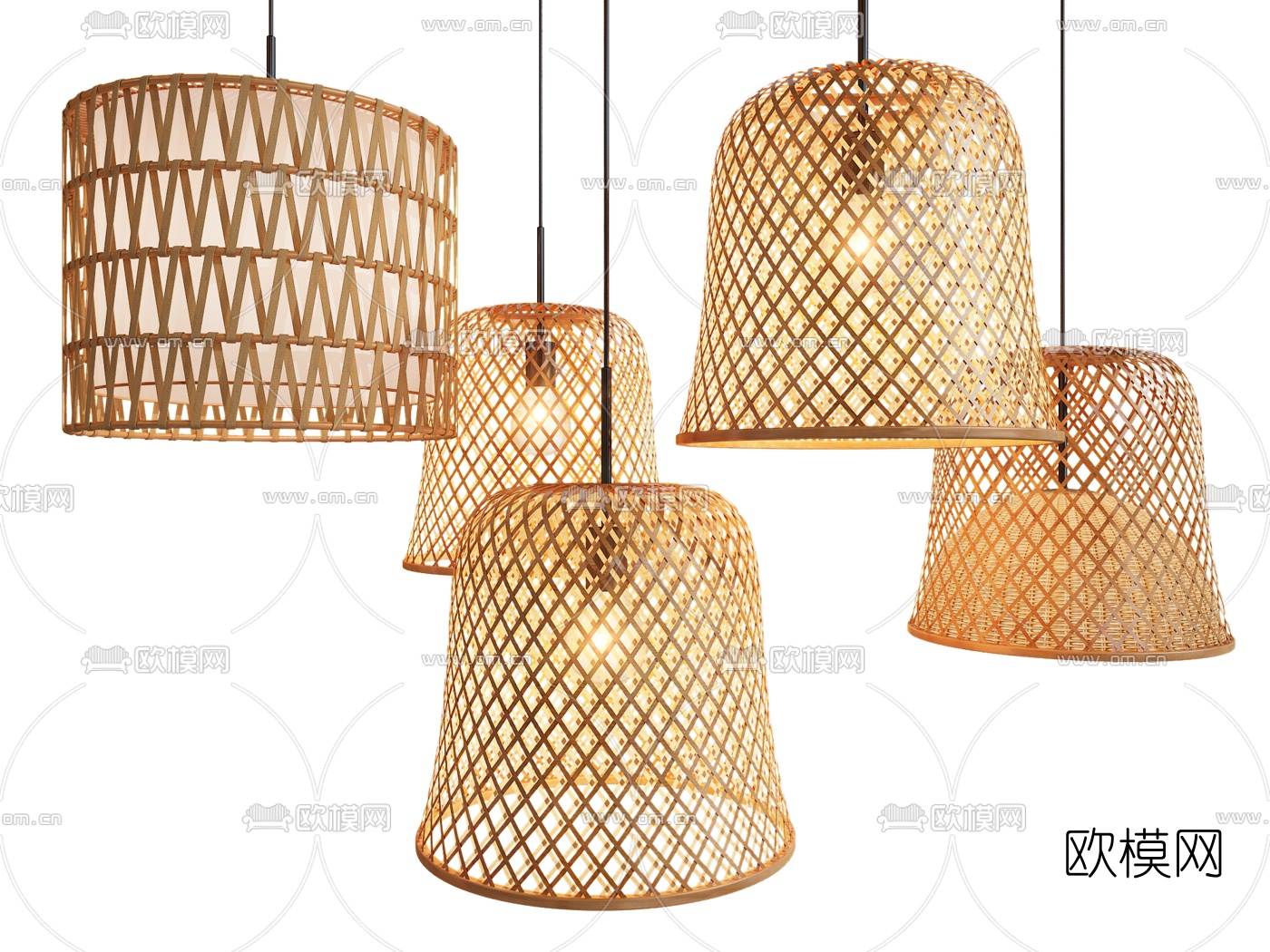 东南亚藤编吊灯3d模型