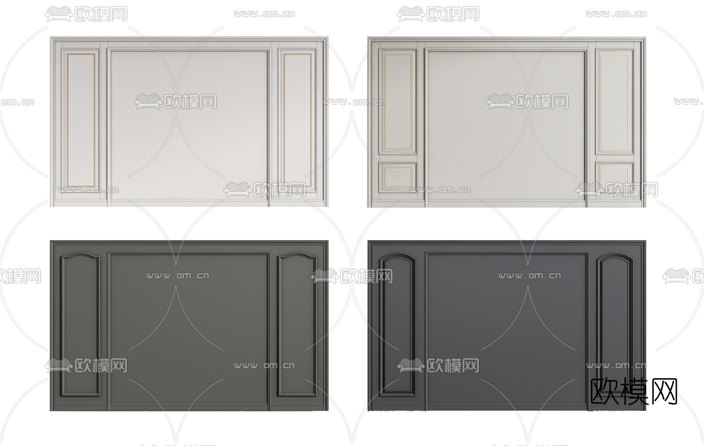 美式背景墙护墙板3d模型下载