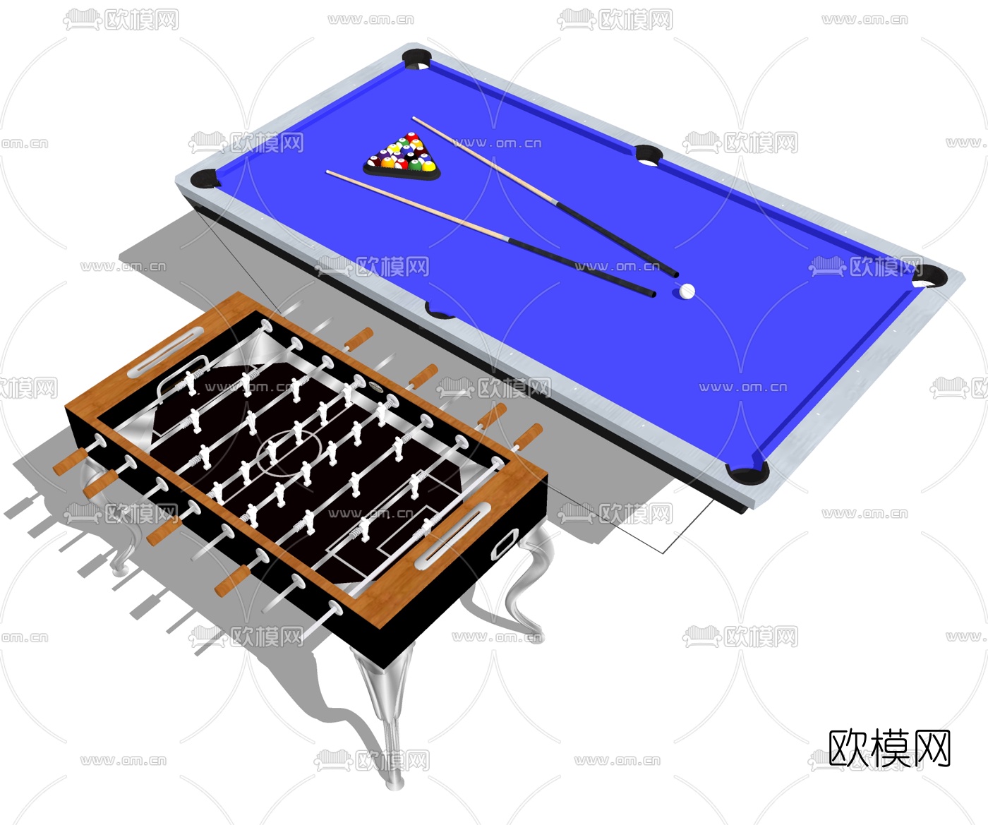 现代足球桌台球桌su模型下载