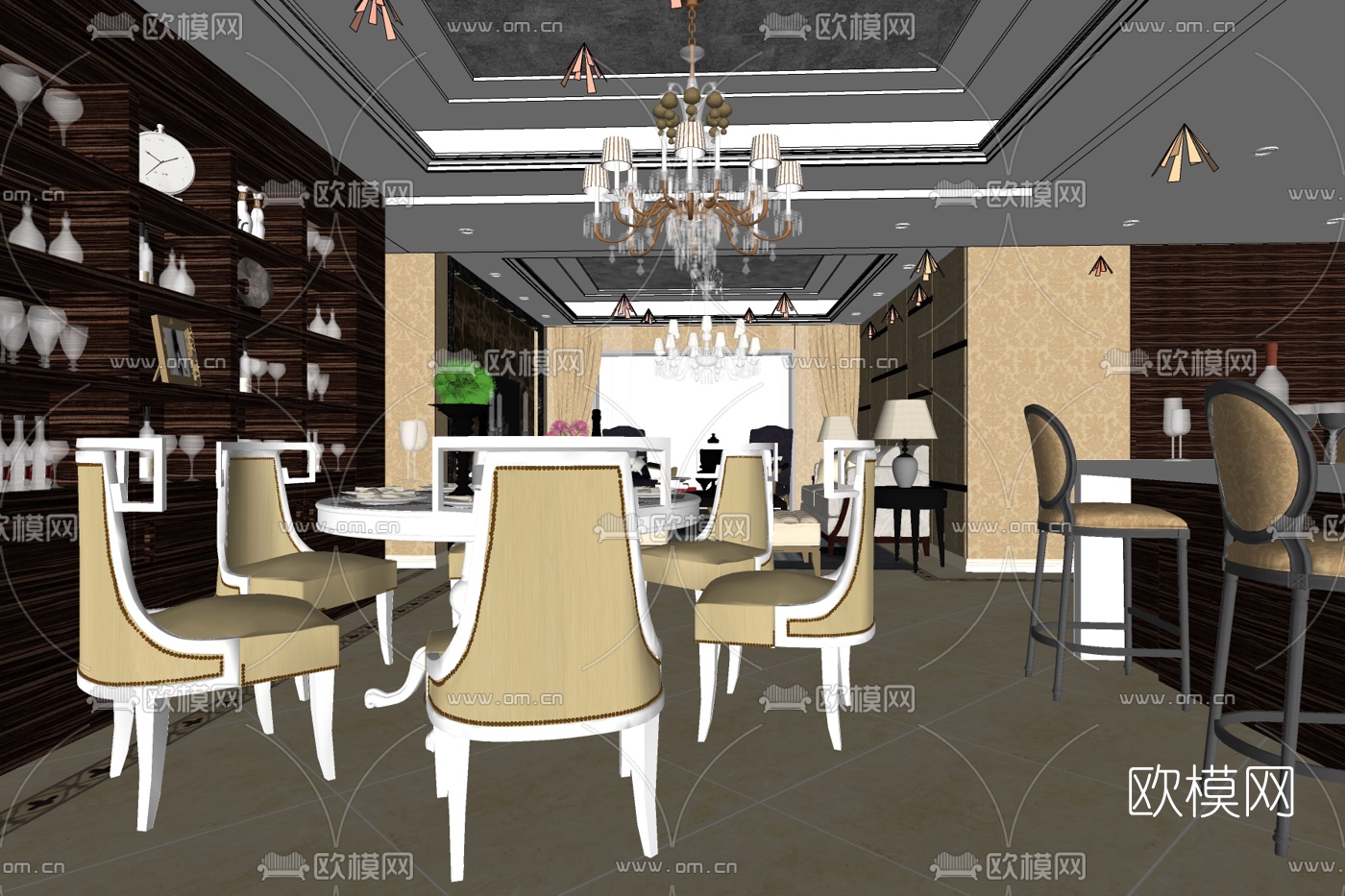 简欧客餐厅su模型