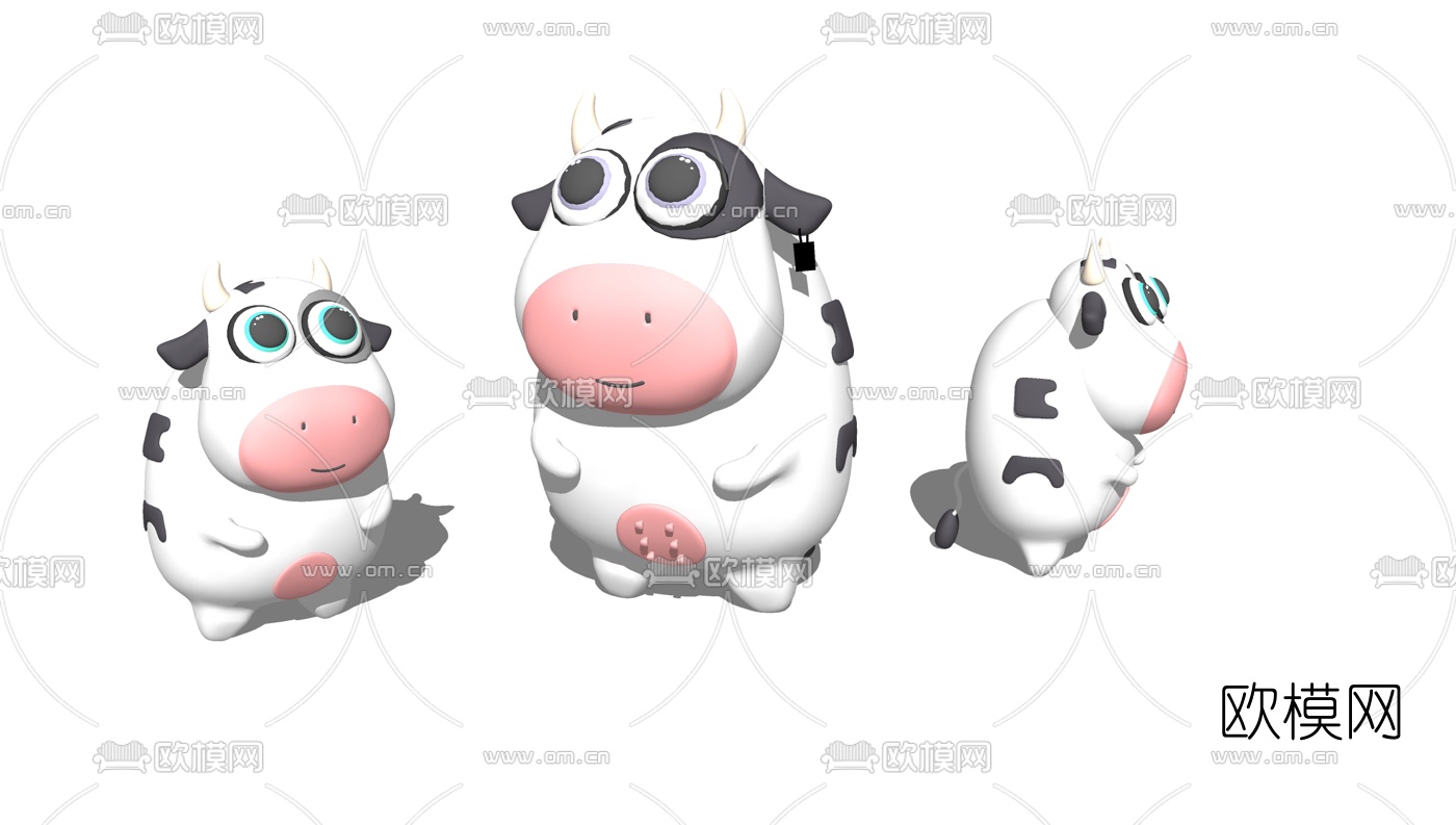 现代奶牛玩偶su模型下载