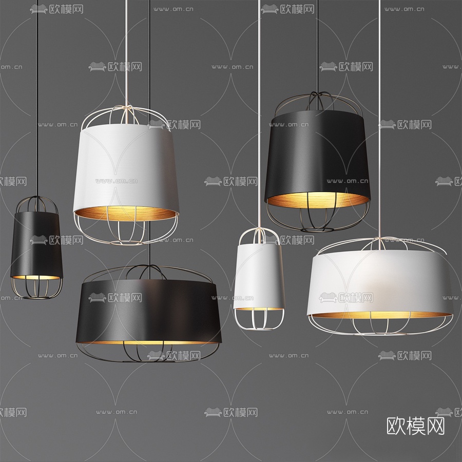 北欧简易铁艺吊灯3d模型-免费3dmax模型库-欧模网