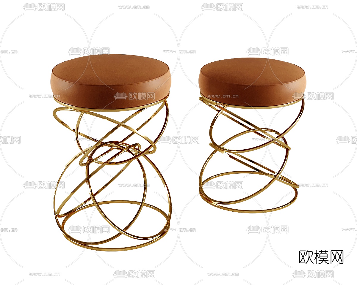 现代轻奢凳子3d模型下载