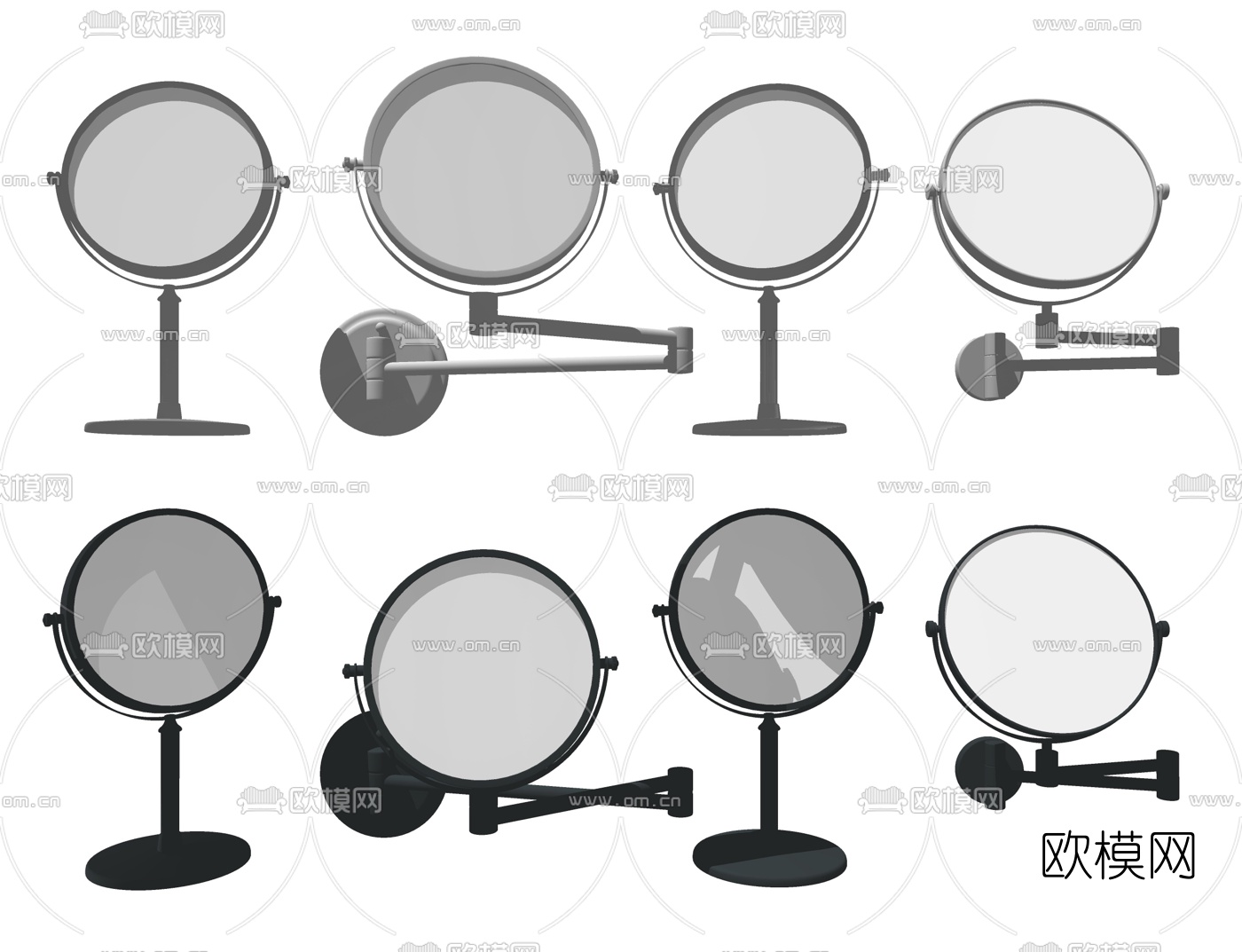 现代装饰镜化妆镜su模型下载