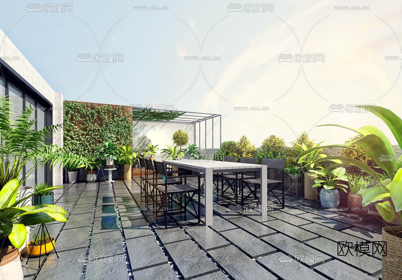 现代露台花园阳台3d模型