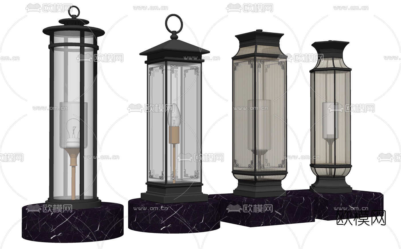 新中式户外灯庭院草坪灯su模型下载（渲染图2）