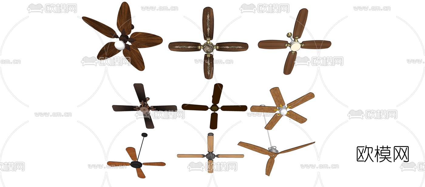 现代风扇吊扇落地扇su模型下载（渲染图3）
