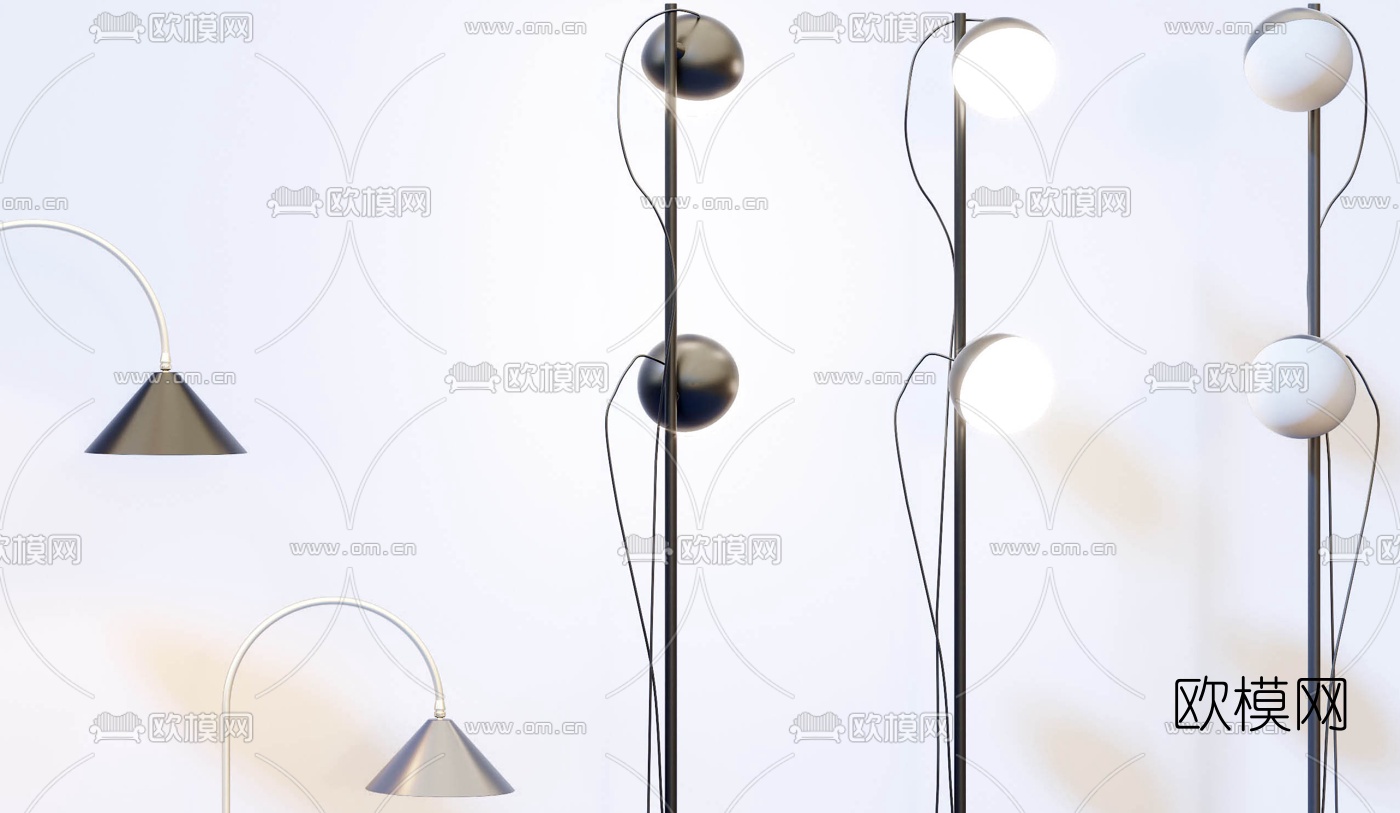 现代金属落地灯3d模型下载（渲染图6）