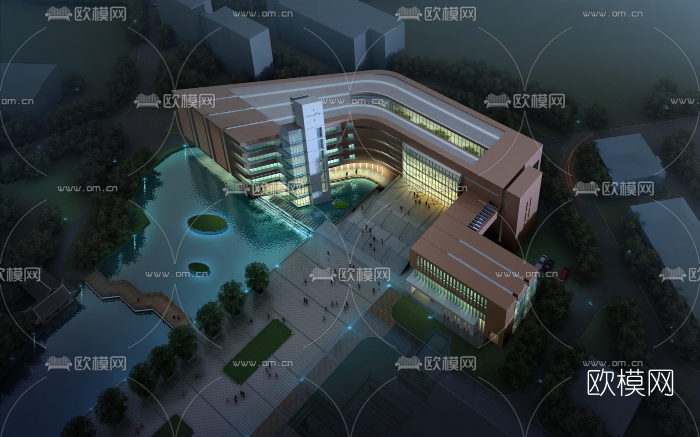 现代大学图书馆su模型下载（渲染图2）