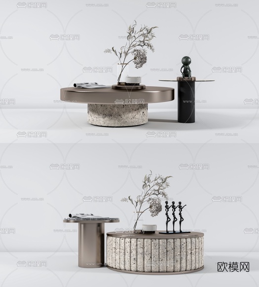 现代圆形茶几3d模型下载(渲染图1)