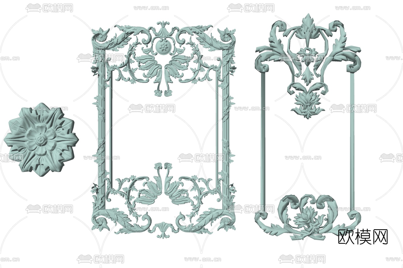 欧式雕花线条su模型下载