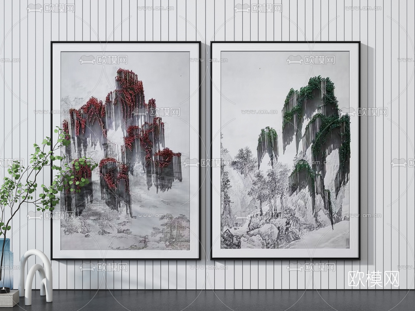 新中式装饰挂画3d模型
