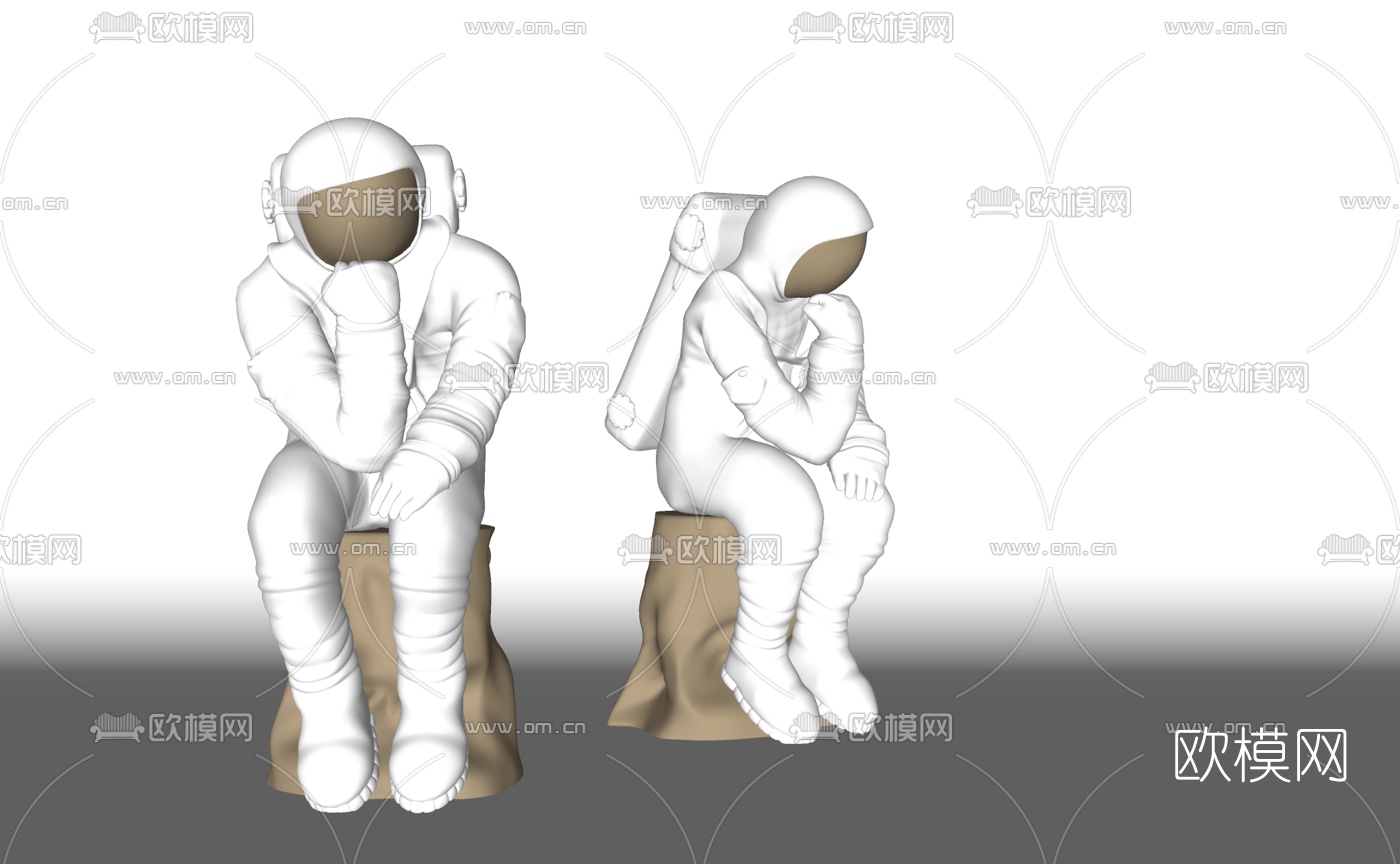 现代宇航员雕塑su模型下载