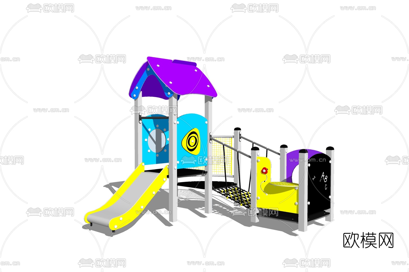 现代儿童滑梯su模型下载