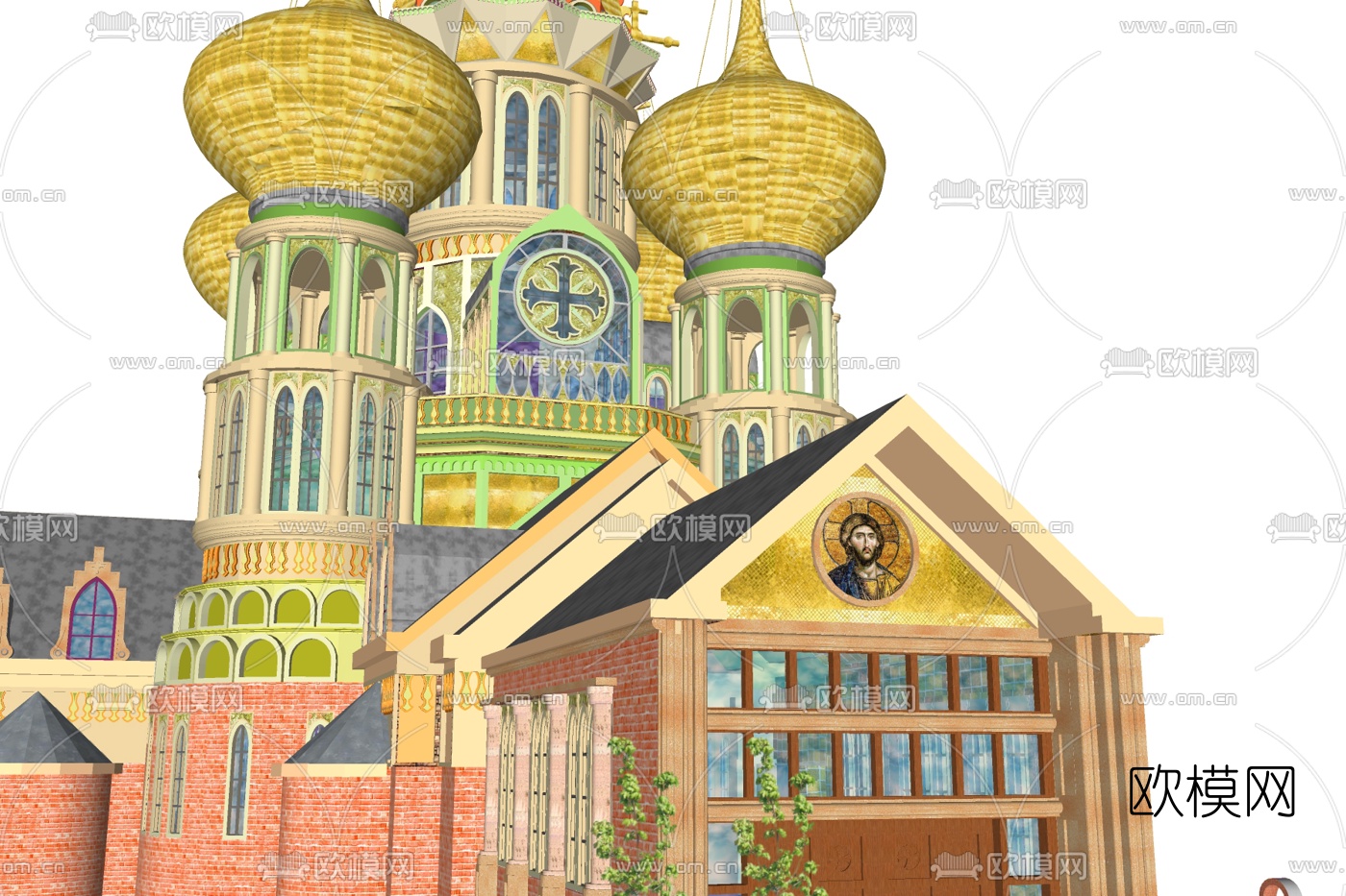 欧式酒店外观su模型下载