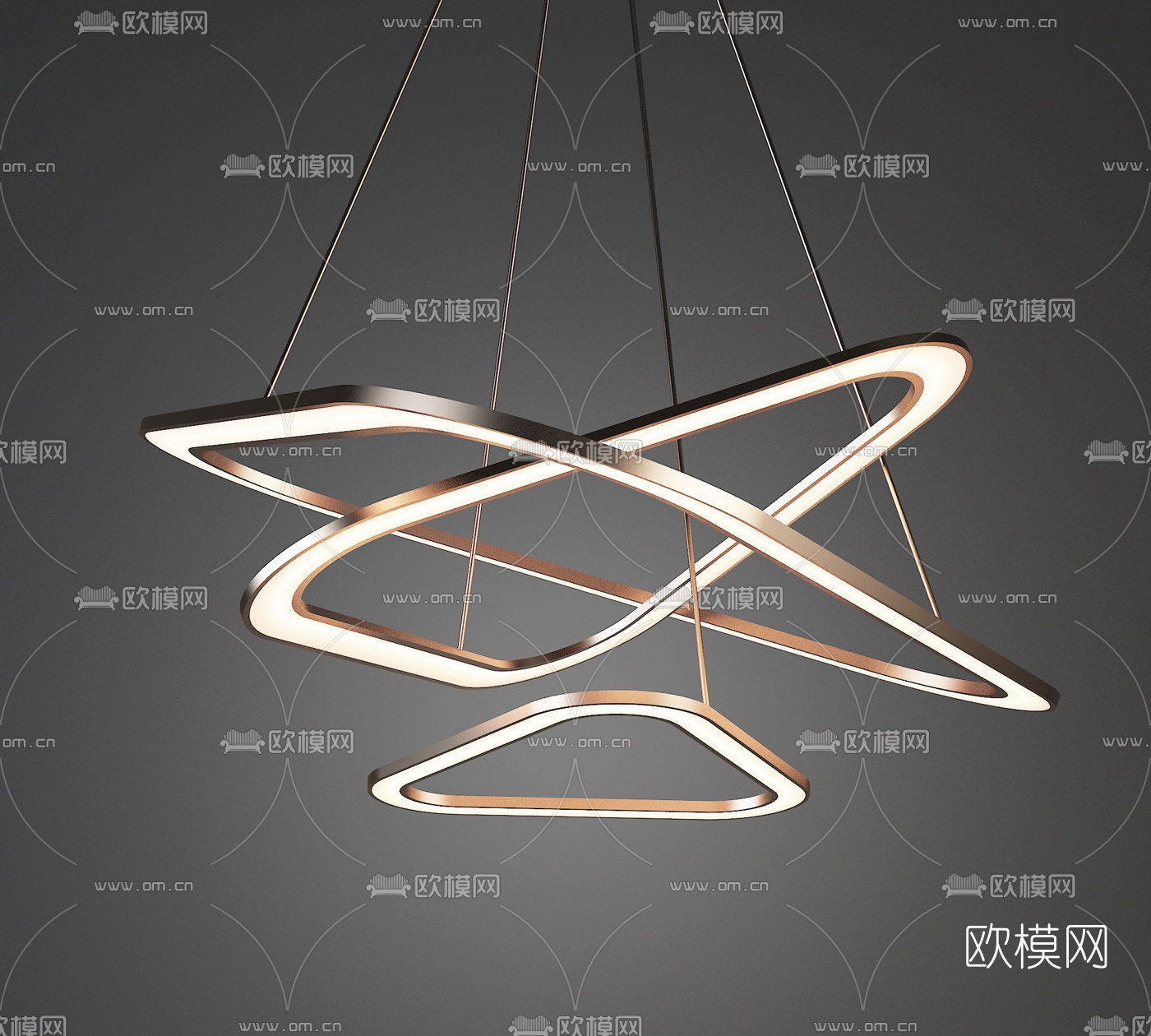 现代环形金属吊灯3d模型