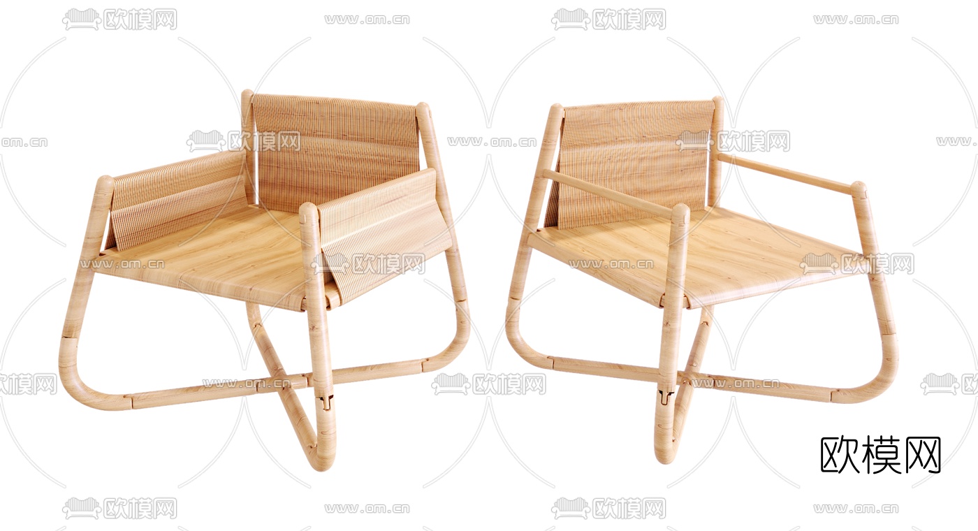 自然风实木椅3d模型下载