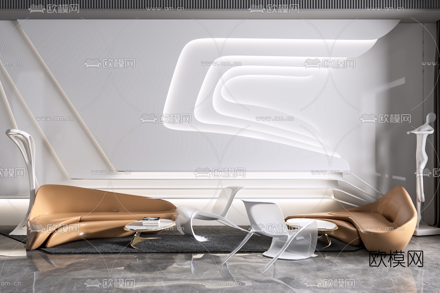 后现代异形沙发组合3d模型