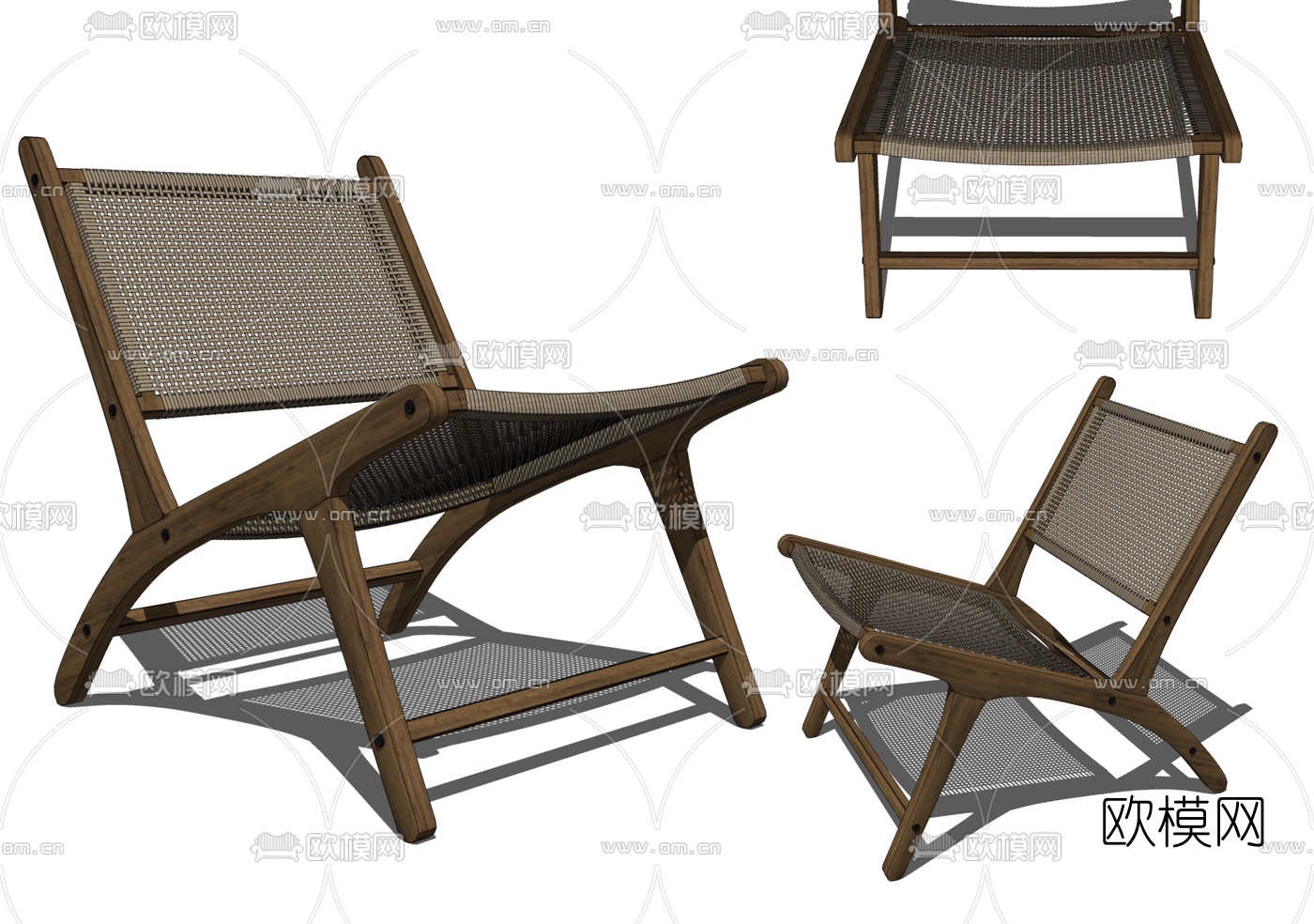 现代休闲藤椅su模型下载（渲染图2）