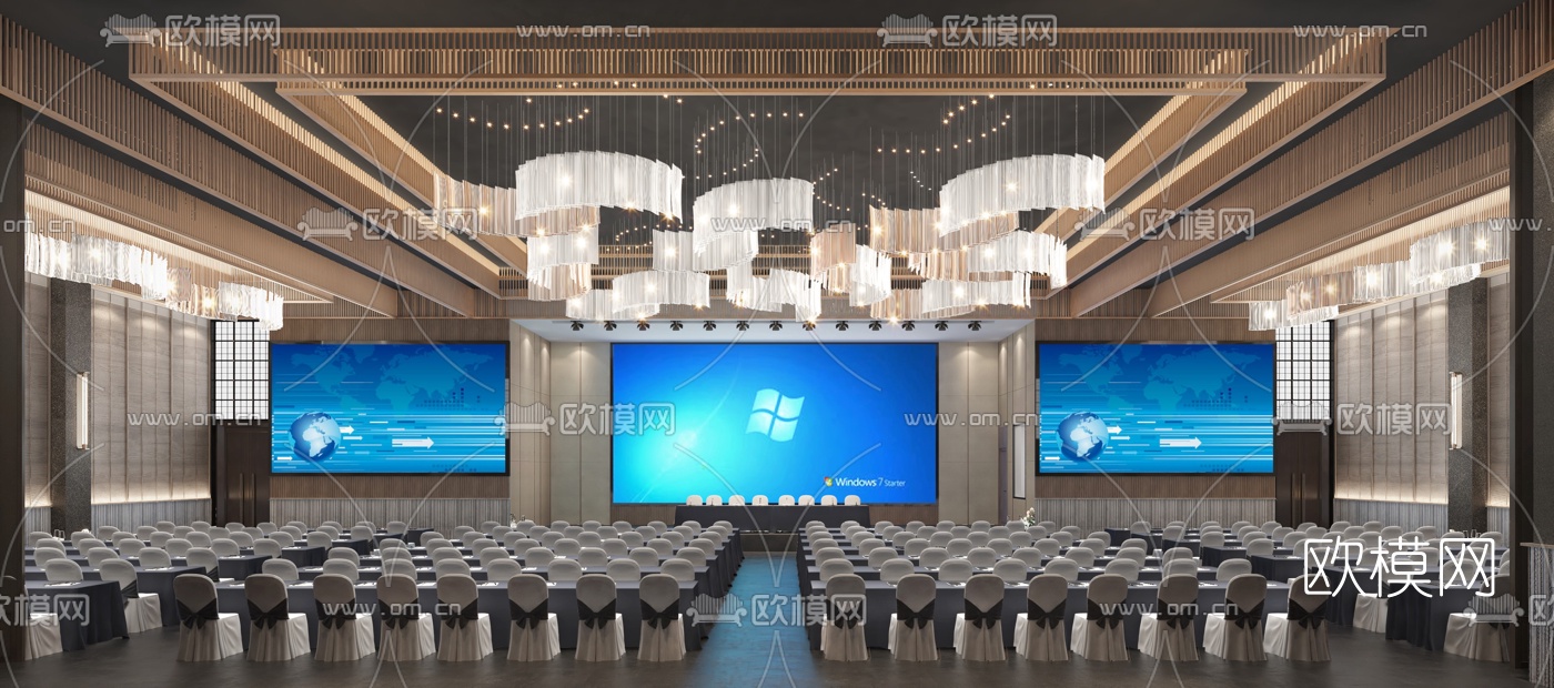 现代酒店会议厅3d模型