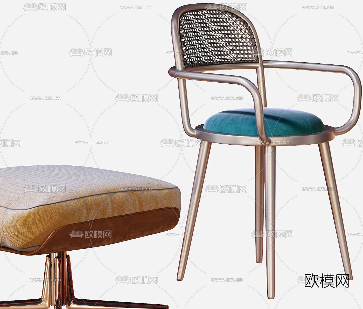 现代布艺休闲椅3d模型下载（渲染图4）