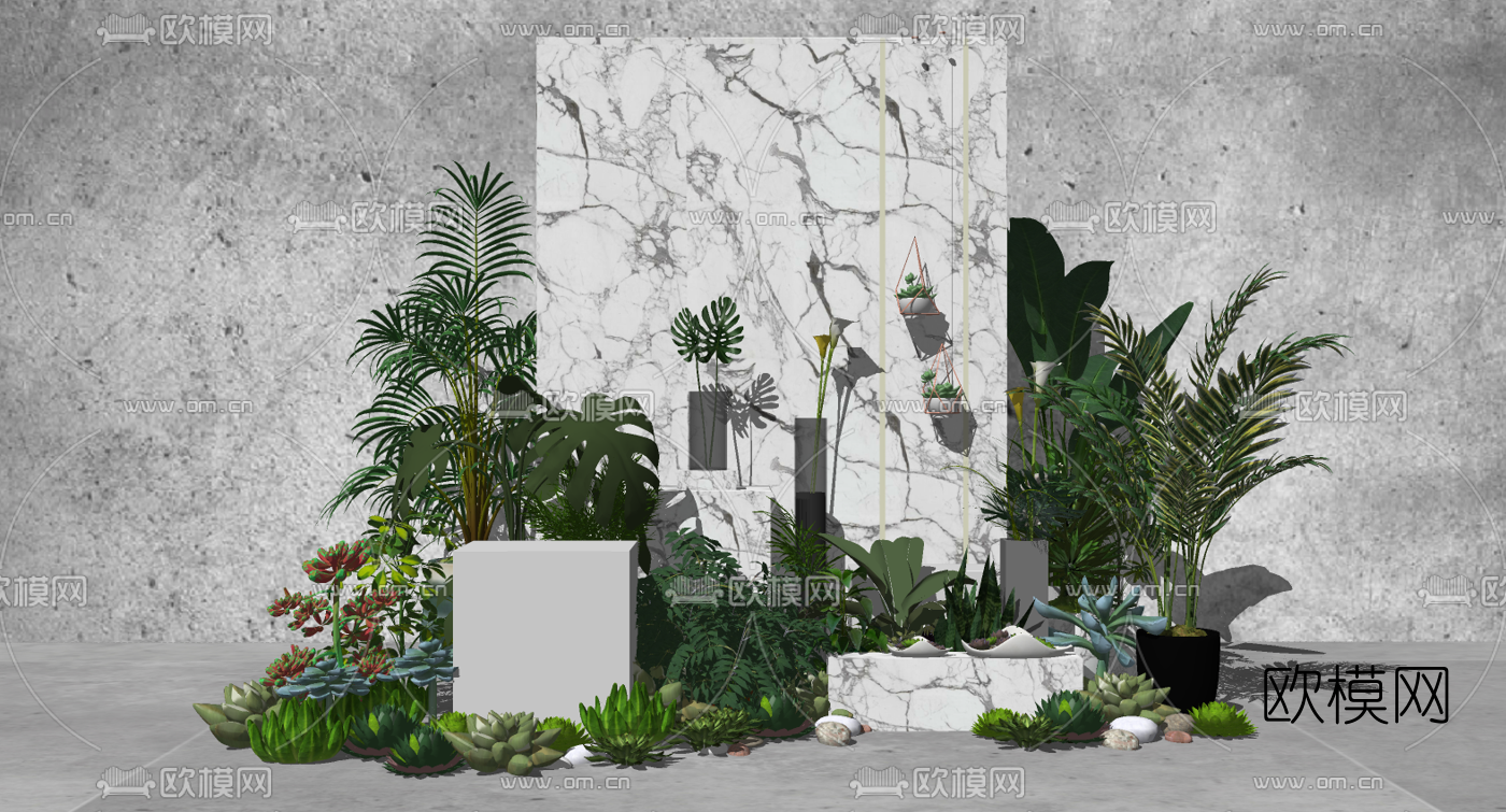现代室内绿植盆栽su模型下载