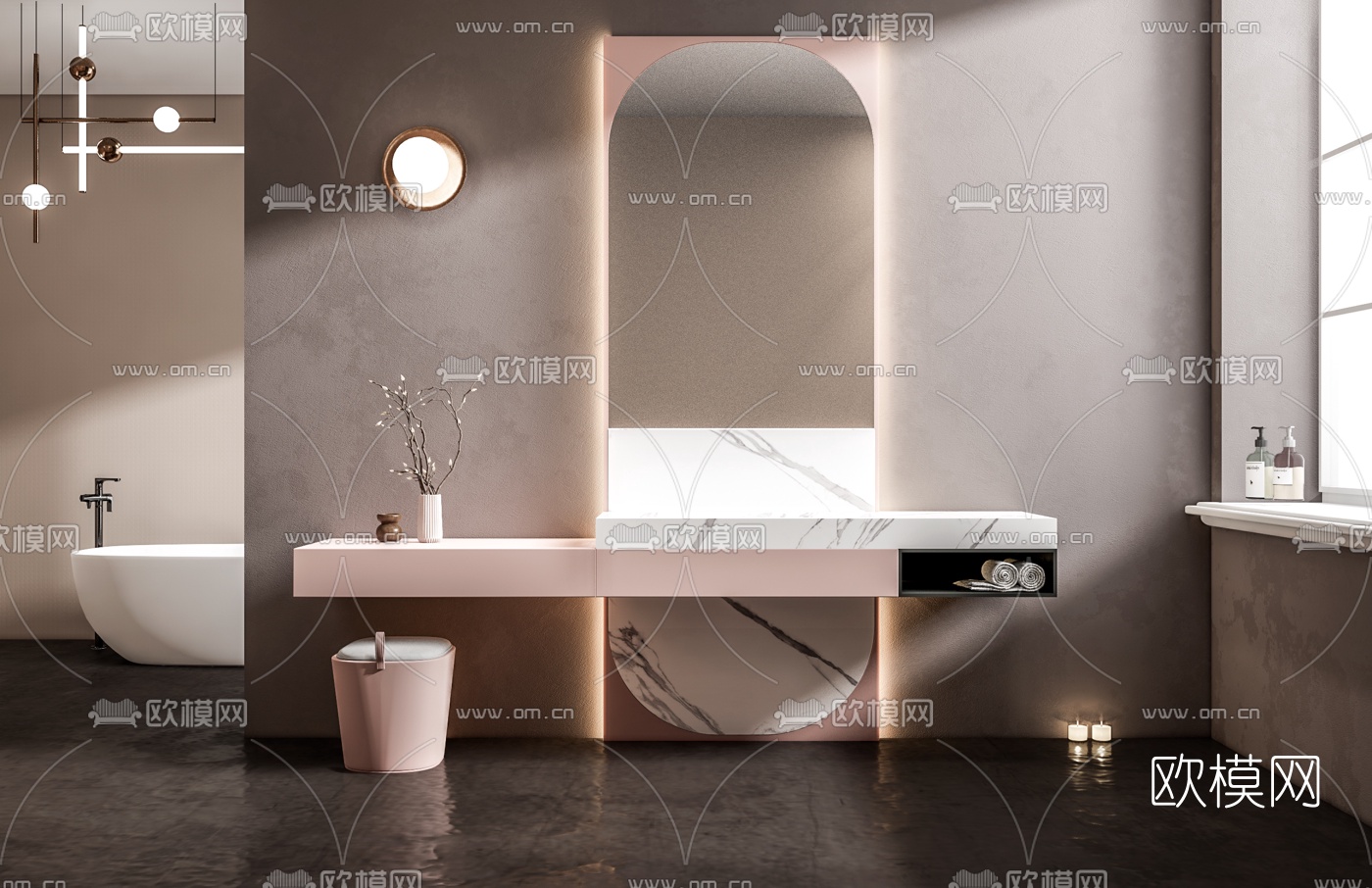 现代洗手台su模型下载（渲染图1）