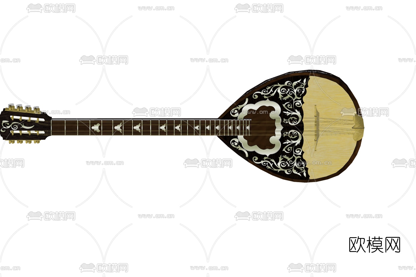 新中式班卓琴免费su模型下载