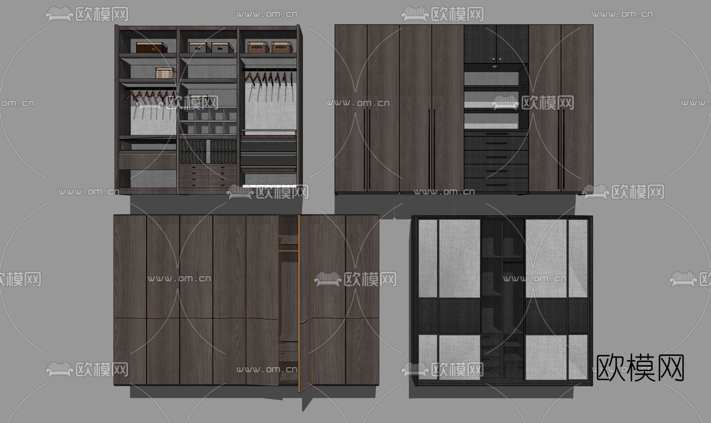 現代實木衣櫃su模型-免費3dmax模型庫-歐模網