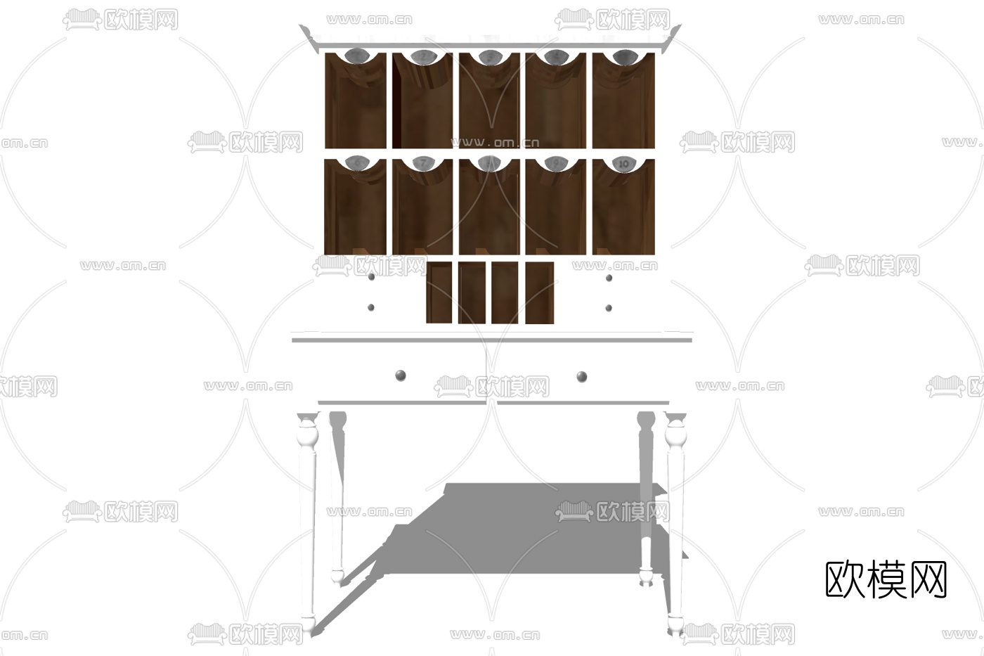 现代梳妆台su模型下载