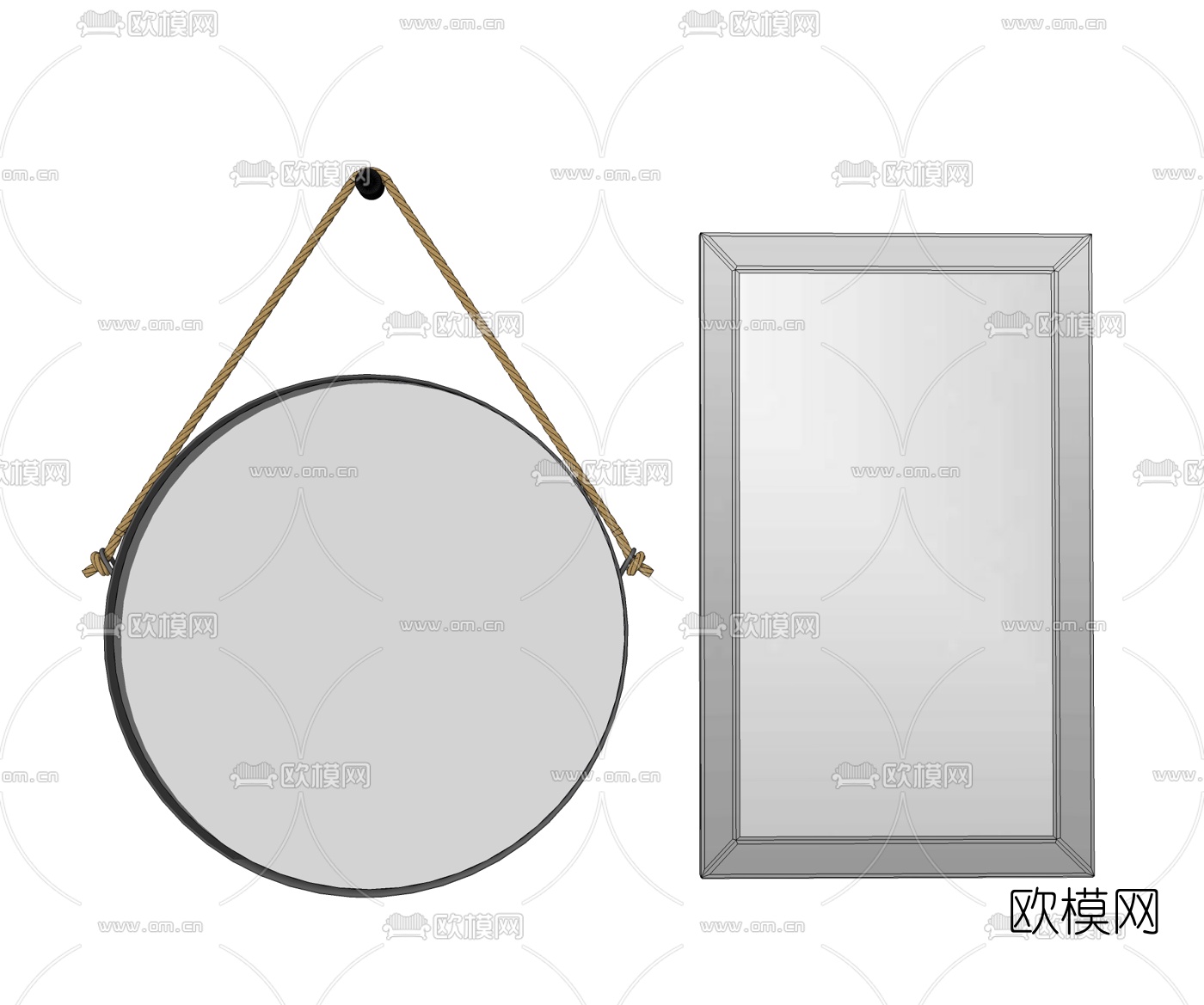 北欧壁挂镜子su模型下载