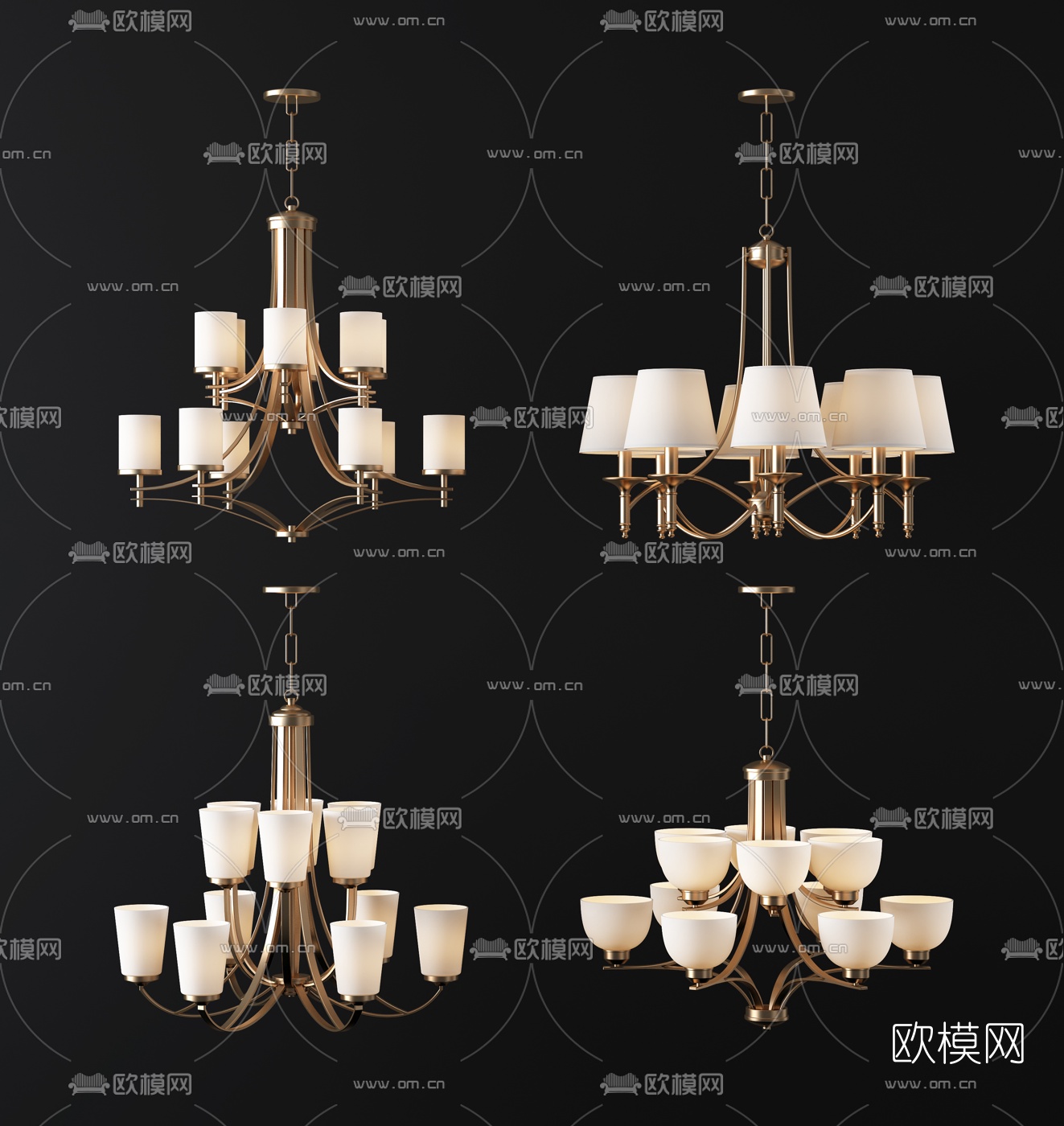 简欧轻奢吊灯3d模型下载