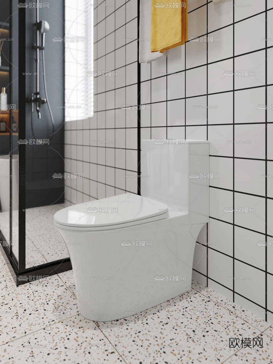 北欧卫生间浴室3d模型下载（渲染图3）
