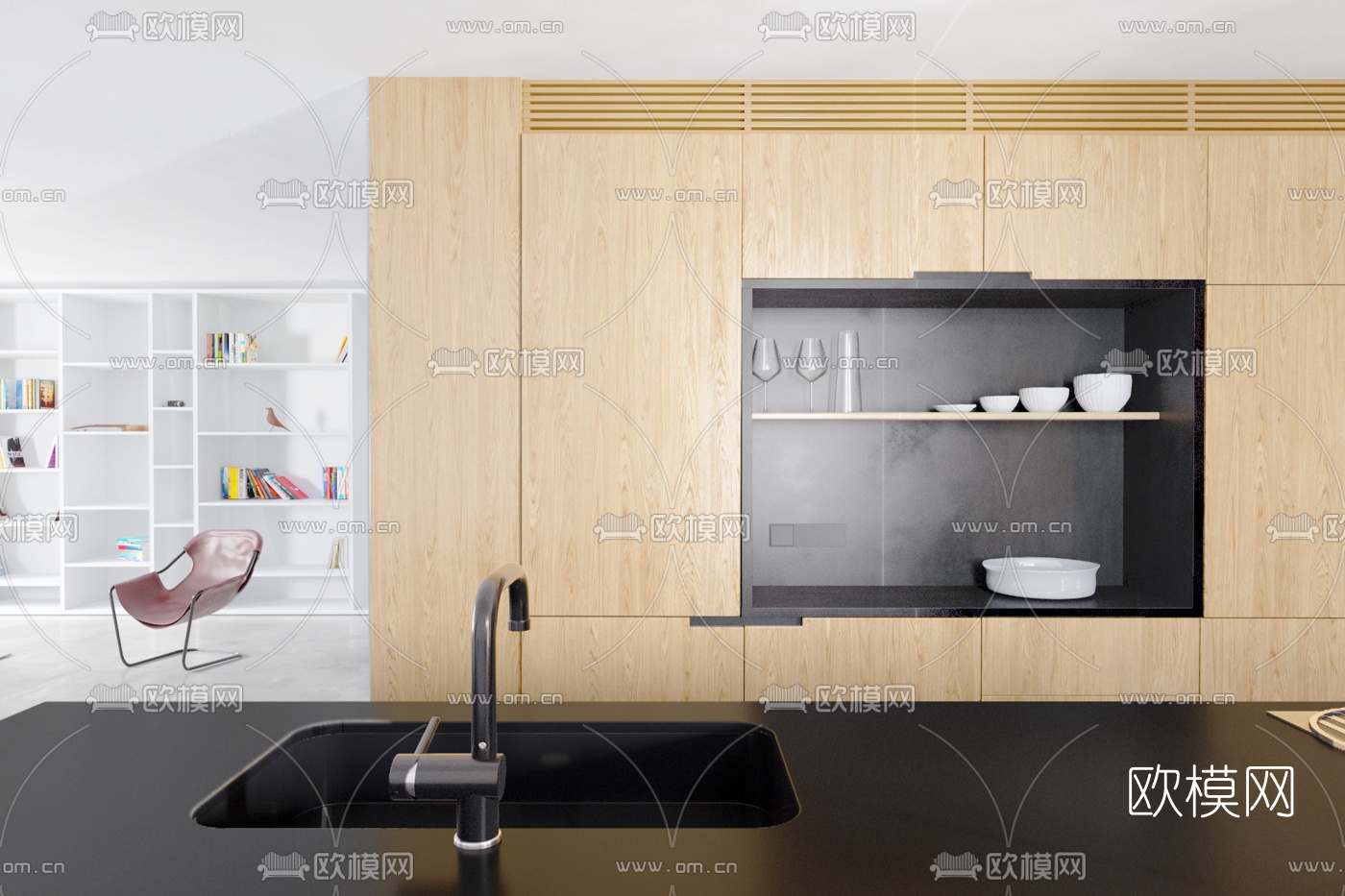 现代公寓客厅餐厅卧室3d模型