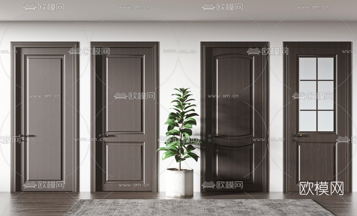 现代房门单开门厨卫门3d模型