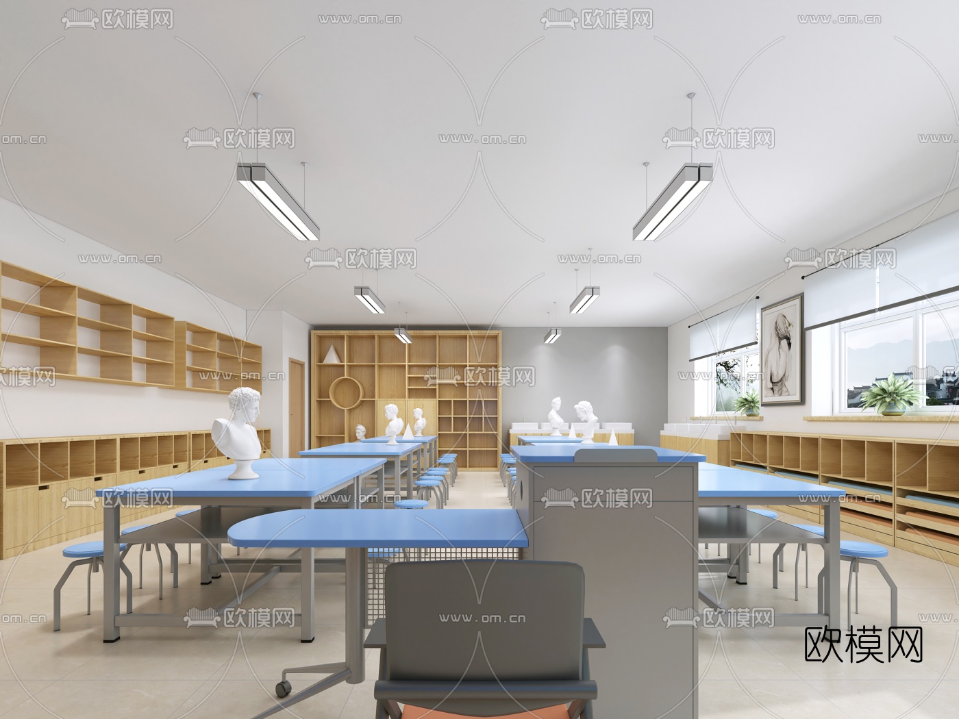 现代学校美术教室3d模型