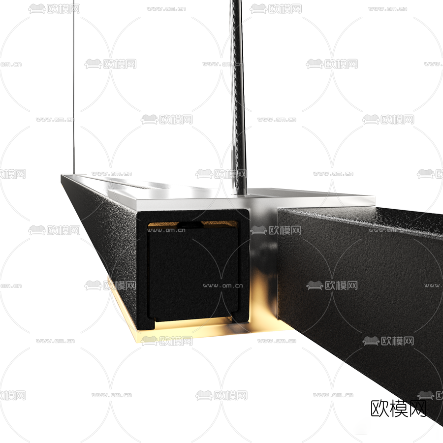 现代条形办公吊灯3d模型