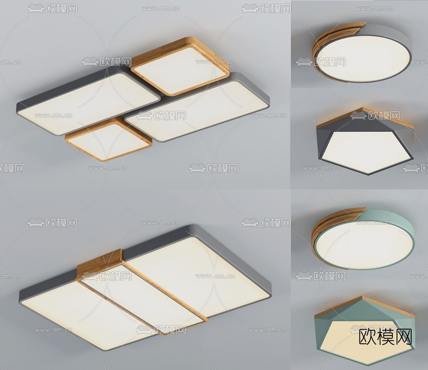 现代几何吸顶灯3d模型下载