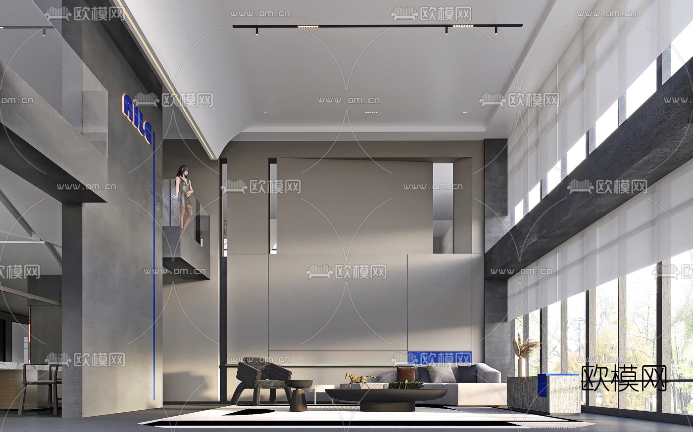 后现代办公室前台大厅3d模型下载（渲染图2）