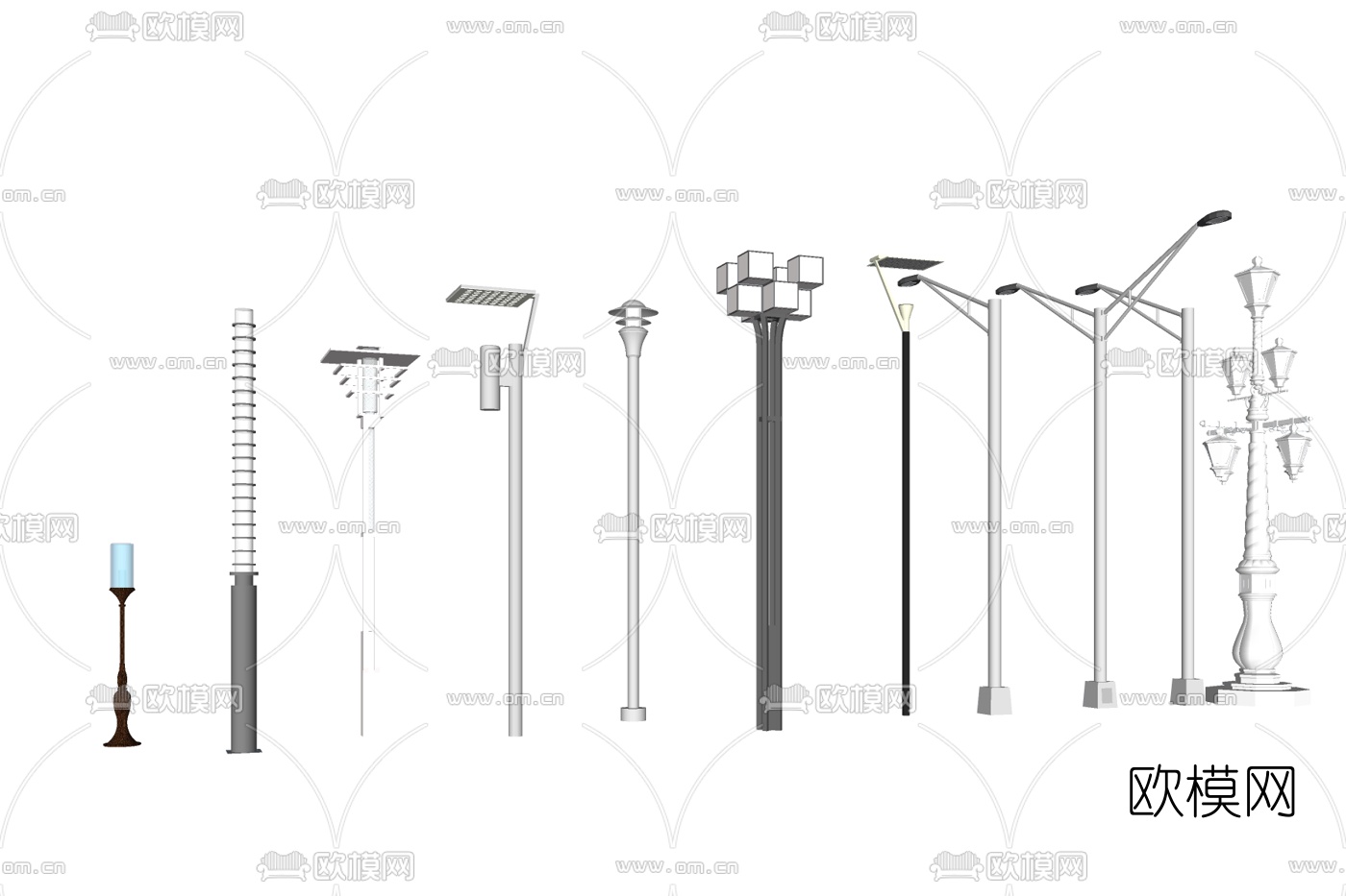 现代路灯su模型下载