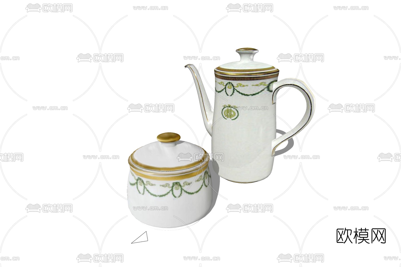 欧式茶壶茶杯免费su模型下载