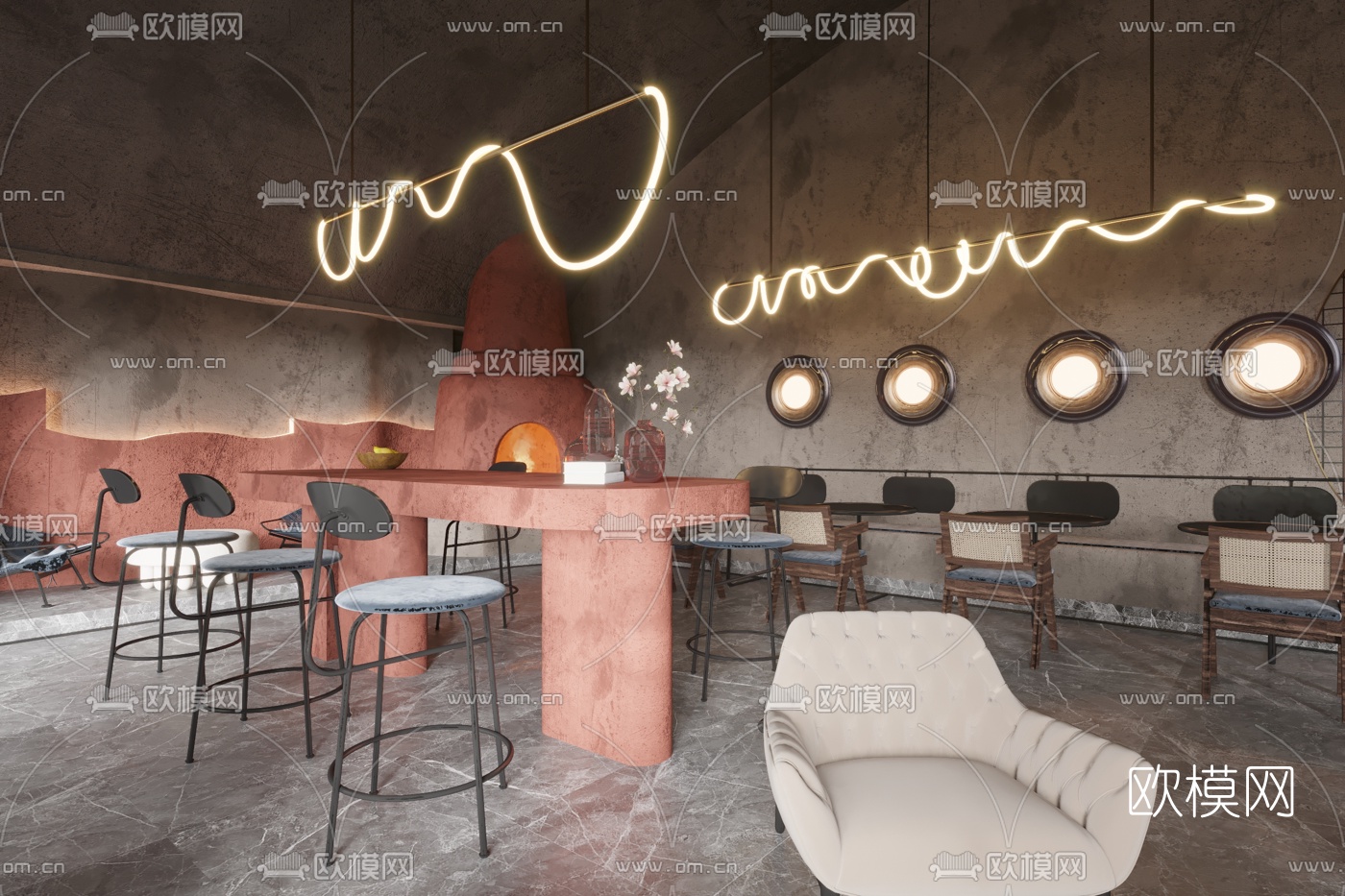 工业风快餐店3d模型下载（渲染图3）