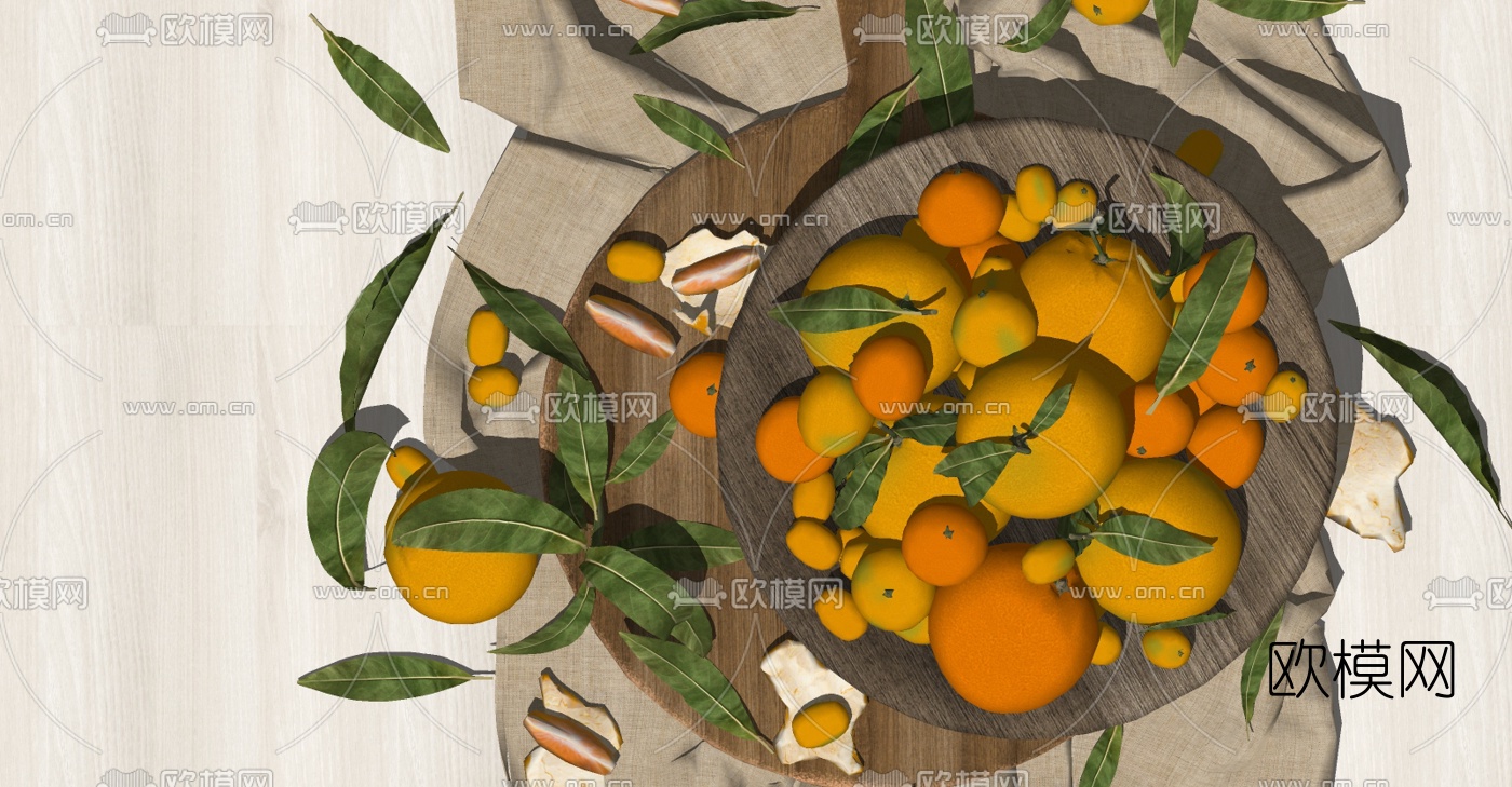 现代水果橙子摆盘su模型下载（渲染图2）