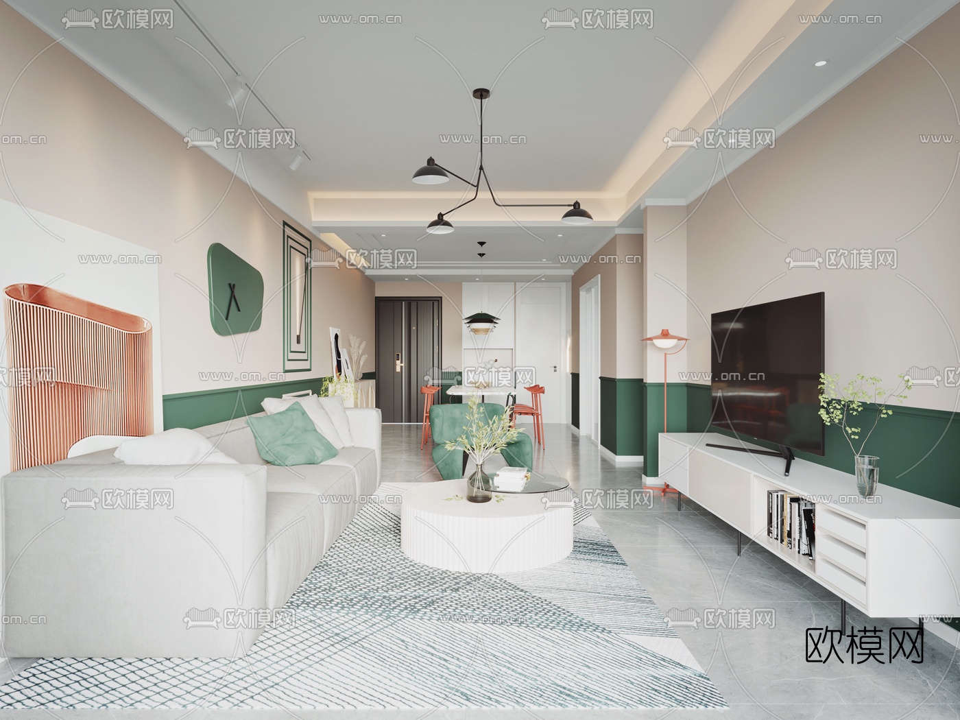 北欧客厅餐厅3d模型