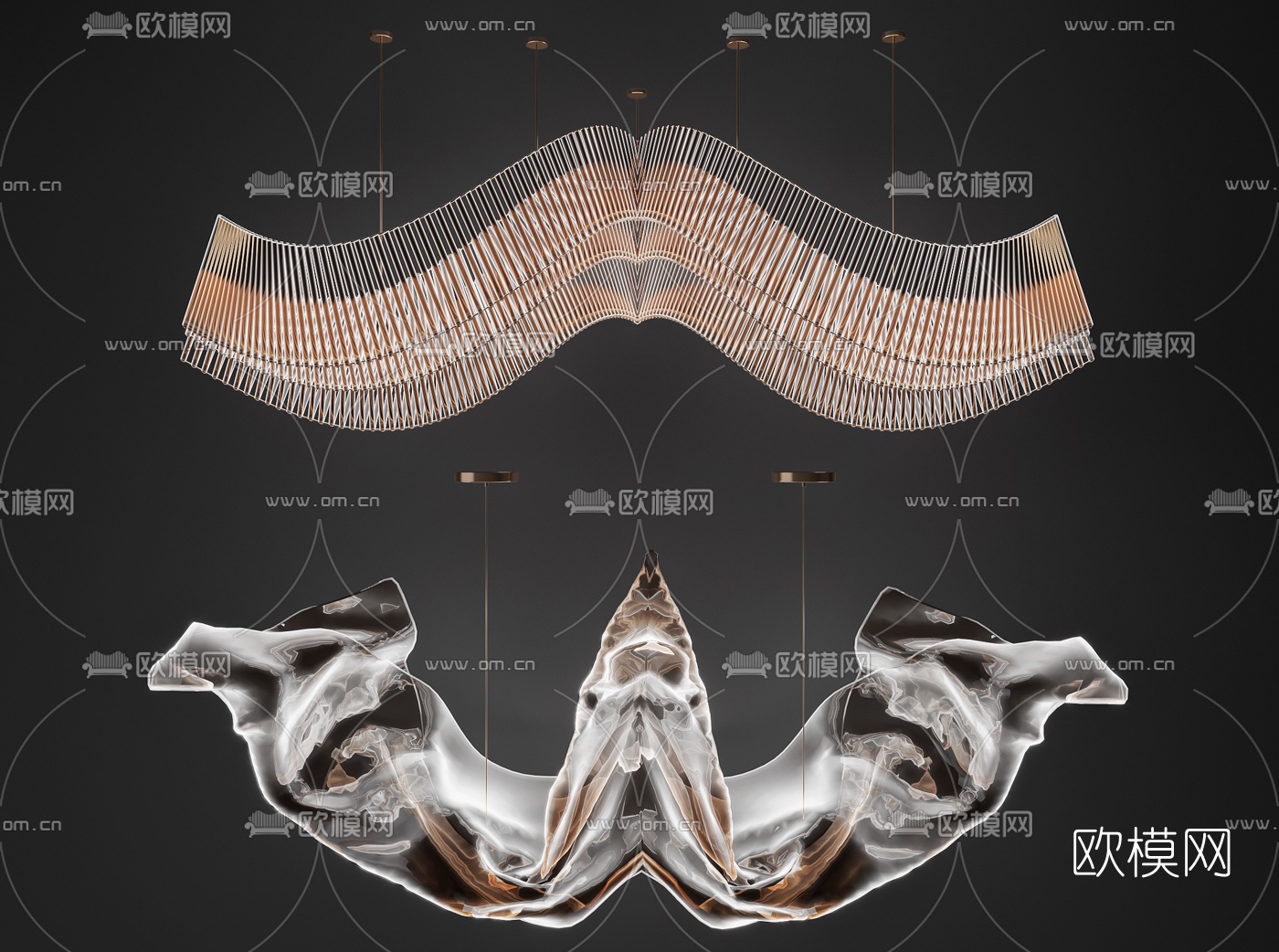 现代轻奢装饰吊灯3d模型