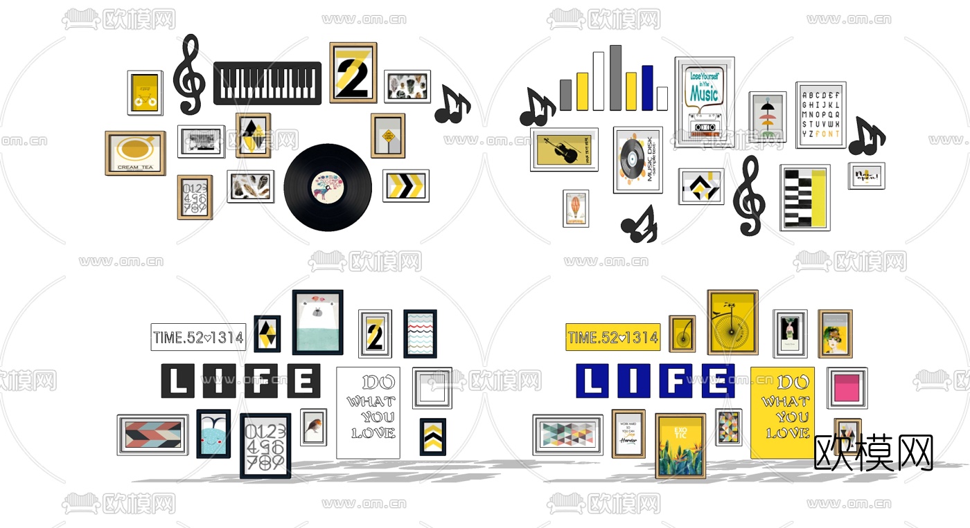 北欧音乐装饰画su模型下载