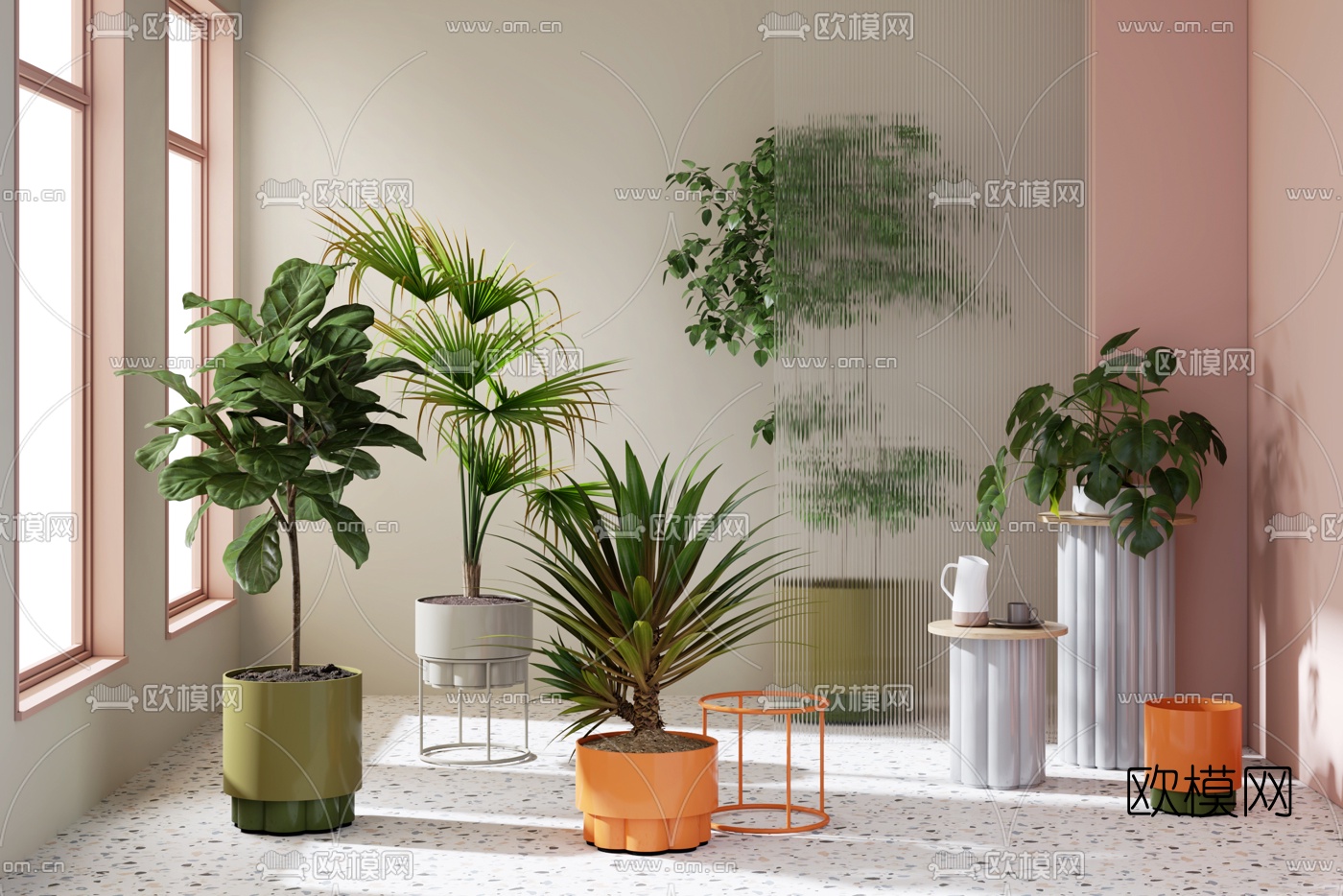 北欧绿植盆栽3d模型下载（渲染图1）