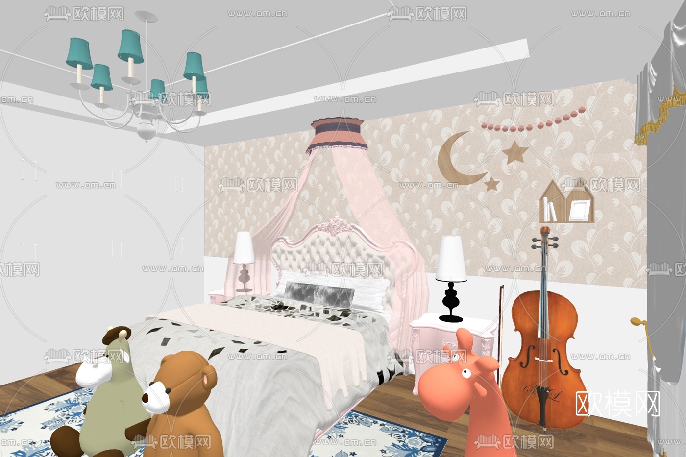 北欧儿童房su模型下载